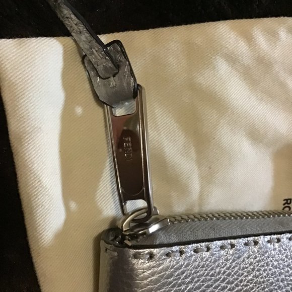 NEW! Fendi Romano Selleria Zip Around Wallet  Silver Calfskin - Picture 2 of 6